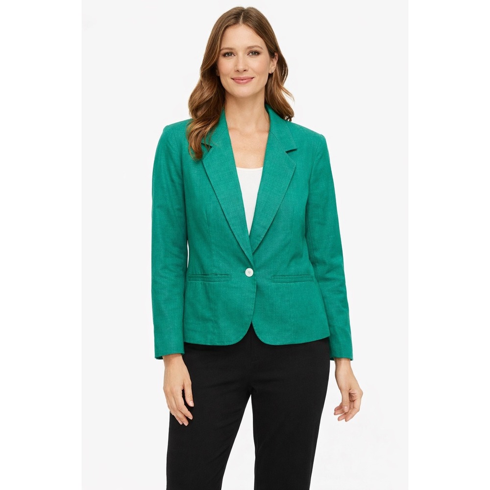 Vintage Country Sophisticates Pendleton Division Teal Silk Blend Blazer USA Sz10